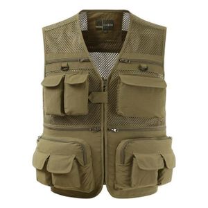 Gilet Homme Multi-Poches PengGengA - Sans Manches - Pour Randonnée, Pêche, Voyage - Respirant Et Pratique