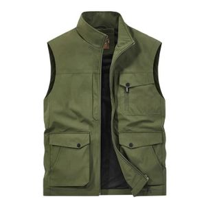 Gilet Sans Manches Militaire Multi-poches - Taille 3XL - Vert Kaki - Coton - Neuf Avec Étiquettes
