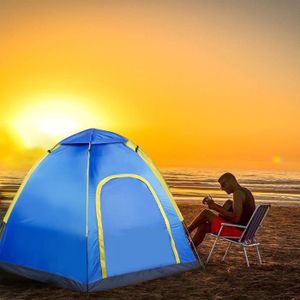 Costway Tente de Camping Surélevée 1 Personnes Imperméable avec Matelas Pneumatique Oreiller et Sac de Couchage pour Pique-Nique Randonnée 