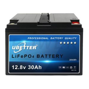 UBETTER Batterie au lithium fer phosphate 12 V 30 Ah LiFePO4 à cycles  profonds rechargeables 30 Ah 384 Wh Batterie avec poignée - Cdiscount Auto