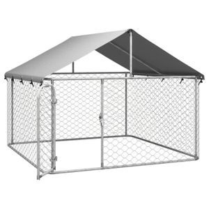 ENCLOS - CHENIL RHO - Niches | enclos pour chiens - Chenil d'extérieur avec toit pour chiens 200x200x150 cm - DX0051