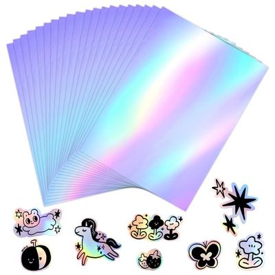 Lot De 20 Feuilles De Vinyle Adhésif Holographique – 5 Motifs, Format A4, Brillant – Piacolnic