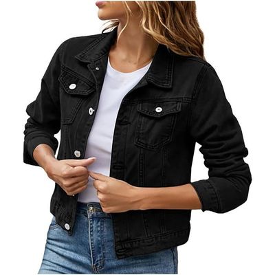 Blouson Perfecto Bomber en Denim Femme Noir Chic et polyvalent Toutes les occasions et toutes les saisons Noir Cdiscount Pret a Porter