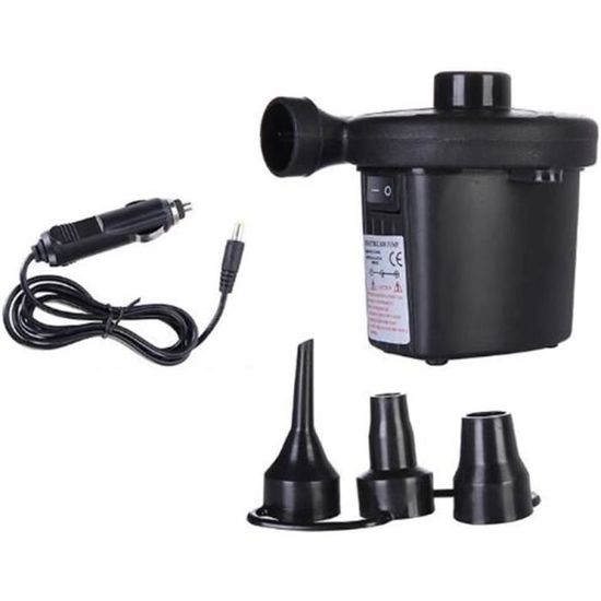 Dedang Pompe à Air électrique, Pompe à Air Portable 110 V AC/12 V DC Pour Matelas Universel Bidirectionnel Piscine Gonflable Pneumatiques Etc Avec 3 Buses Double