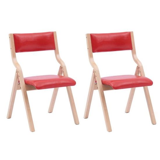 Lot de 2 Chaise pliante jardin Chaise de salle à manger pour salon cuisine simple et romantique, rouge