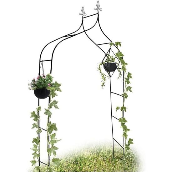 Arche De Jardin Métallique Pour Plantes Grimpantes – 120x220 Cm, Noir, Parfaite Pour Roses, Mariages, Décoration