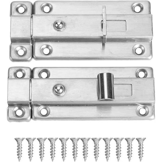 Lot De 2 Targettes De Sécurité En Acier Chromé - Petites Serrures Verrou 30 X 41 Mm