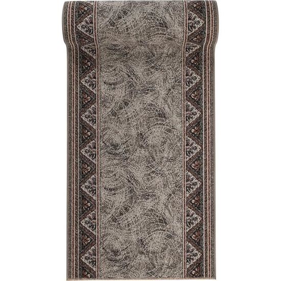 TAPISO Antidérapant Tapis Couloir Long Tapis au Mètre Tapis de Passage Poils Ras Tapis Entrée Cuisine Évier Chambre Escaliers Moderne Gris Taupe Marron Abstrait Bordé 80 x 310 cm