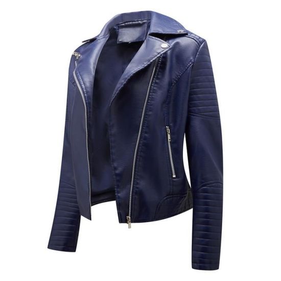 Veste En Cuir Synthétique Vintage Femme - Revers Daim - Couleur Unie | Manteau Chaud Automne/Hiver - 10