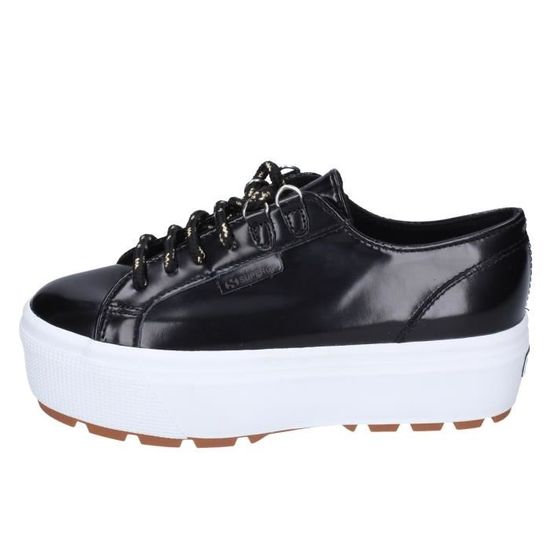 Baskets Femme Noires Brillantes Taille 40 - Occasion, Marque Gemo, Style Sportif