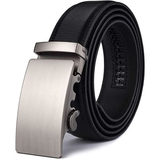 GSG Ceinture Homme Cuir Véritable 35mm – Boucle Cliquet Automatique Ajustable, Taille Personnalisable, Coffret Cadeau Élégant