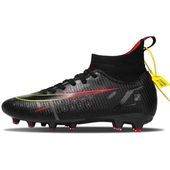 Crampons de Foot Professionnel Chaussures de Football Homme Gar?�on High Top Spike Antid?�rapant 