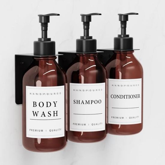 ILIKEPOW Lot de 3 distributeurs de savon, pour gel douche, shampoing