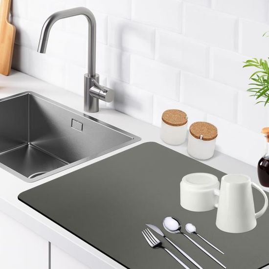 S&T INC. Tapis De Séchage XL Pour Cuisine, Absorbant, Réversible, En Microfibre, Maille Anthracite, 45,7 X 61 Cm