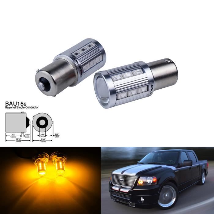 ANGRONG 2x 581 PY21W BAU15S 21 SMD LED 6W Ambre Jaune Ampoules Voitures Signal Lumières Feux de Recul Clignotant Arrière