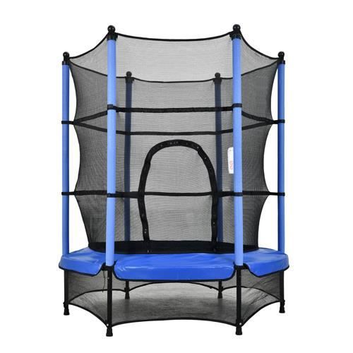 Trampoline de Jardin pour enfant avec filet de sécurité-Diamètre de 140 cm-Bleu