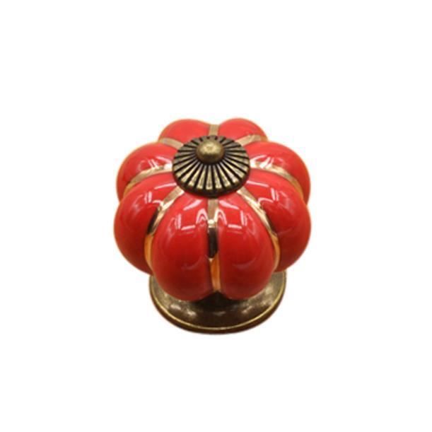 Poignées de porte en céramique de citrouilles vintage sept boutons de poignée de traction rouge KIT QUINCAILLERIE MEUBLE ke5663