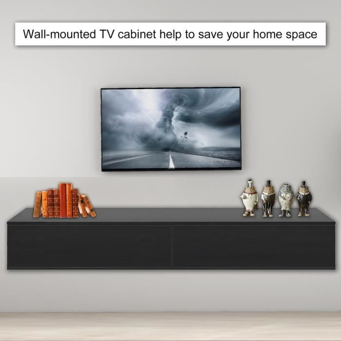 Meuble TV rectangle en MDF Meuble de rangement pour meuble TV simple style moderne 182 * 40 * 30cm-noir