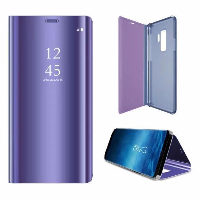 Etui pour Samsung A20E. HOUSSE CHAUSSETTE violet miroir de luxe vue claire sommeil intelligent réveil titulaire support de support