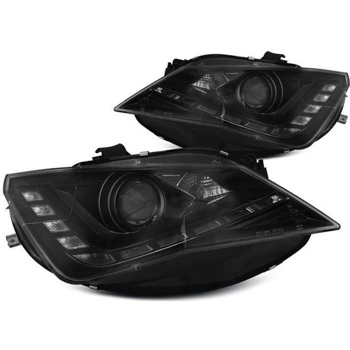 Paire de feux phares Seat Ibiza 6J 12-17 Daylight led DRL noir (E30)