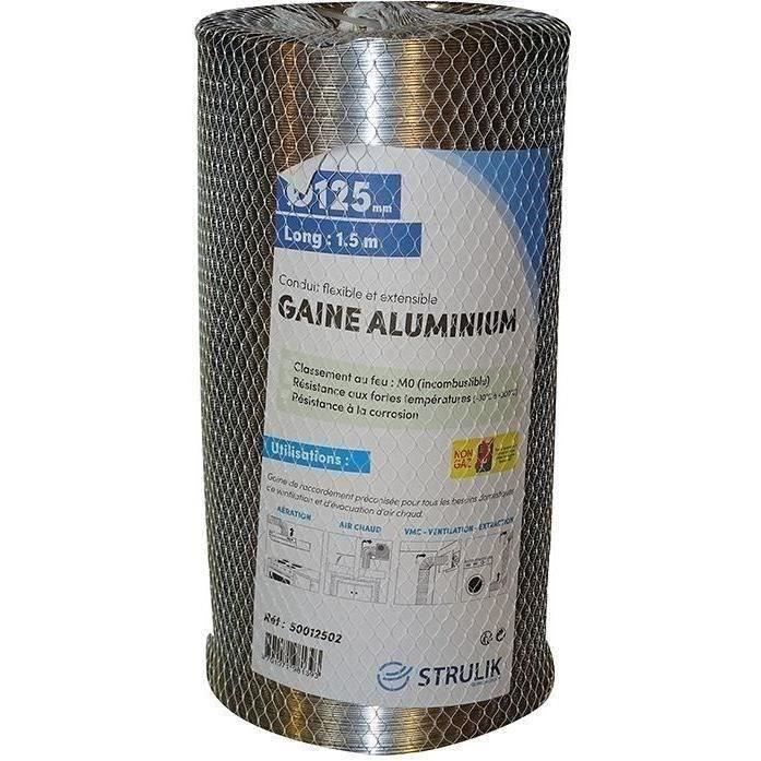 AUTOGYRE - Gaine flexible Aluminium filet Ø125 1.5ml