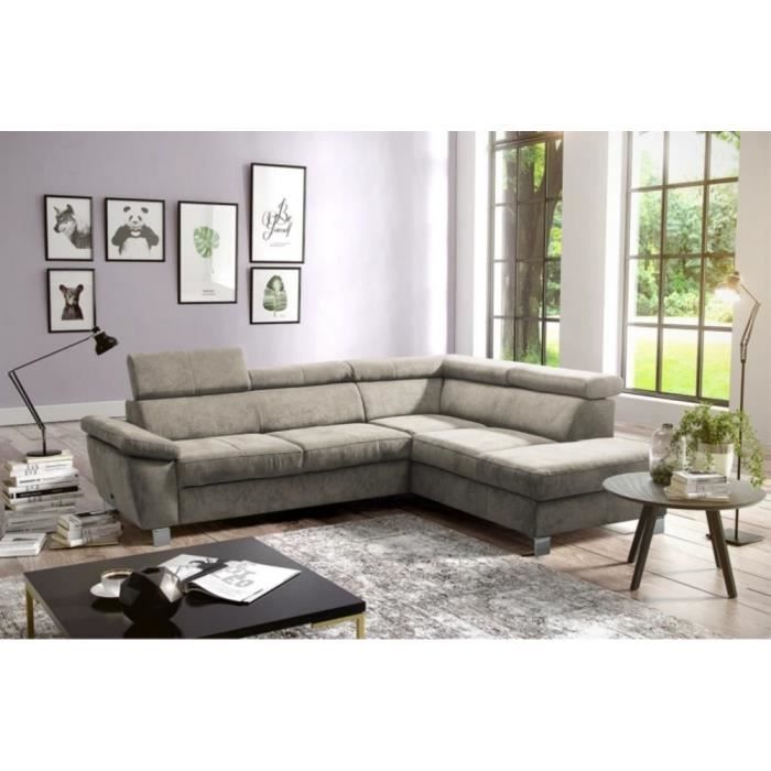 Canapé d'angle 5 places Beige Tissu Luxe Contemporain Confort