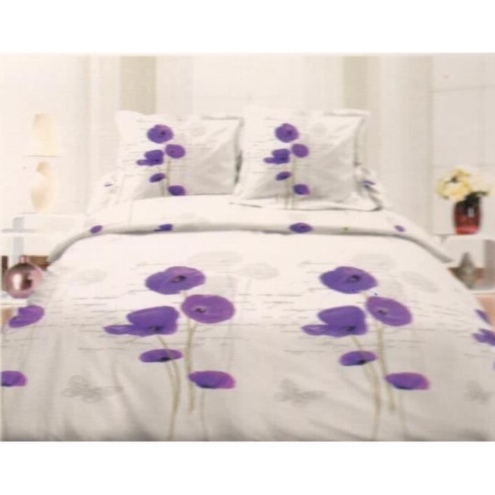 Parure de drap - Lit 2 Places - 4 pièces (140x190cm) - Coquelicot Violet