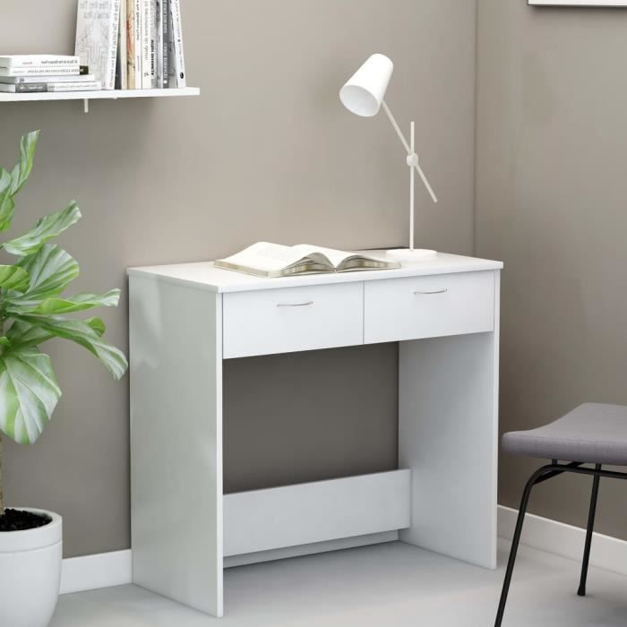 Bureau d'Ordinateur Table de Bureau à Domicile Station de Travail contemporain Blanc 80x40x75 cm Aggloméré