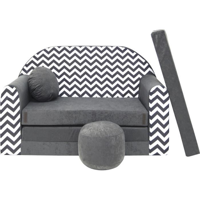 PPG4KIDS canapé-lit pour Enfant, avec Pouf, Repose-Pieds et Oreiller, Siège rabattable AC2