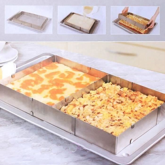 XY Moule à Gâteau Inox Rectangulaire Réglable Acier Inoxydable Antiadhésif Gâteau au Four Moules à Cuisson Out..... - XYTS823A2561