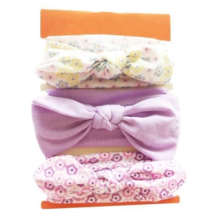 3 pcs - set bébé fille bowknot fleur imprimé serre-tête cheveux accessoires