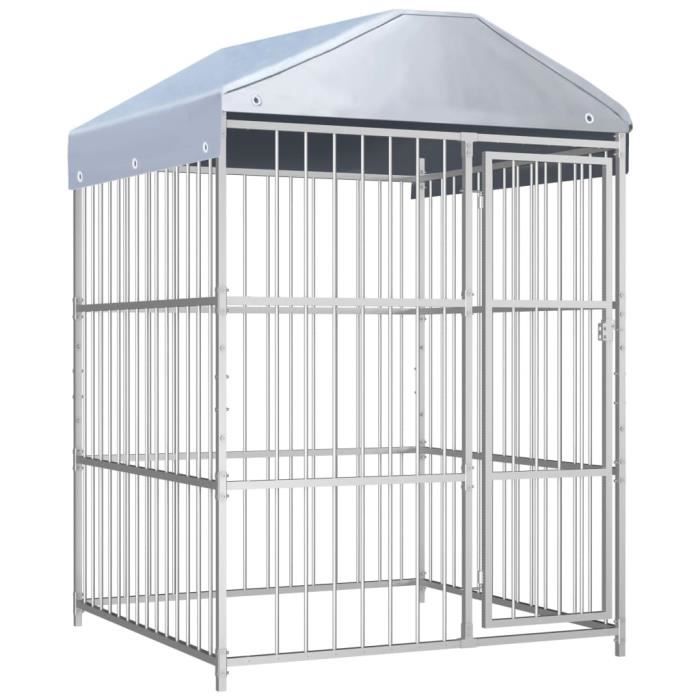 Chenil Enclos d'extérieur - Cage pour chien Cage de transport avec toit pour chiens 150x150x200 cm