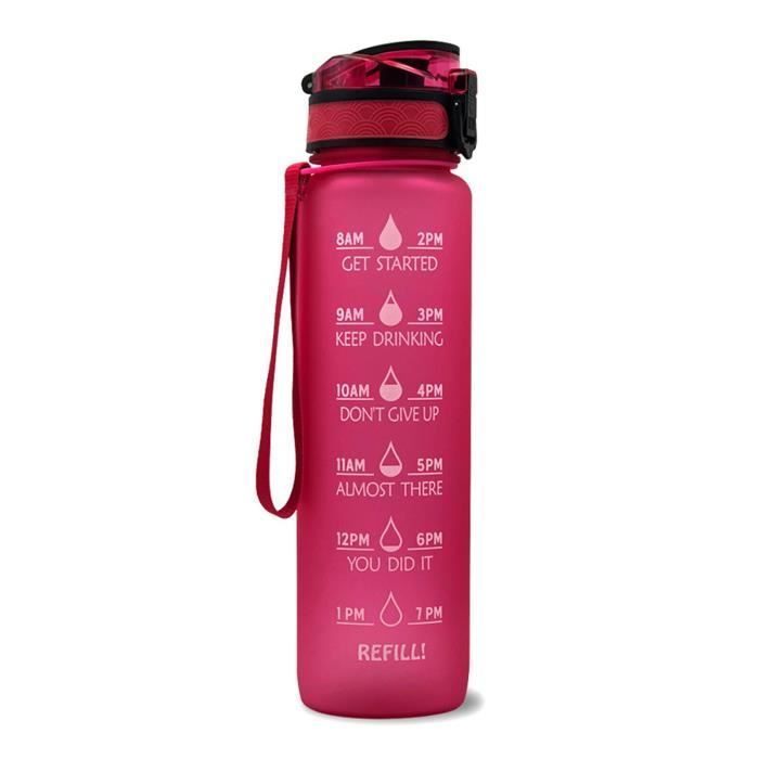 Gourde - Bouteille isotherme,1L bouteille d'eau de Sport avec marqueur de temps sans BPA et étanche Portable - Type Red