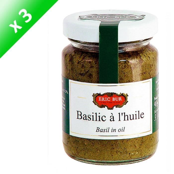 ERIC BUR Basilic À L'Huile d'Olive Vierge Extra - 90 g x3