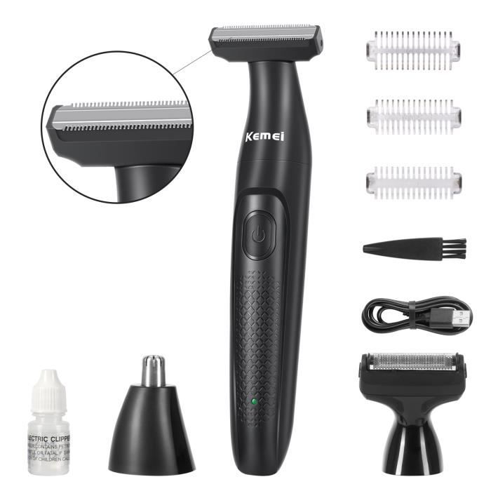 Rasoir Électrique Homme,3 en 1 Tondeuse Nez Oreilles Rechargeable,Rasoir Sans Fil avec Étanche,Tondeuse Visage et Corps pour Hommes