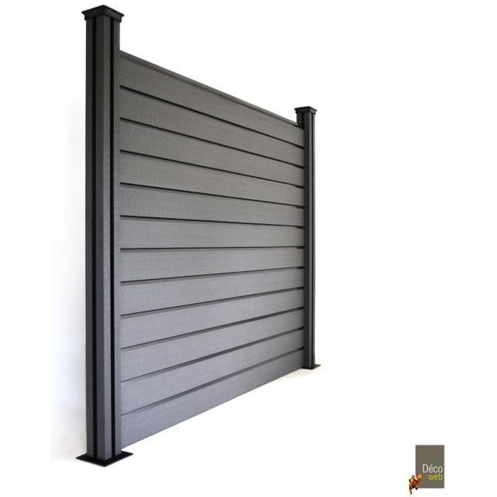 Panneau occultant brise-vue en composite Gris - Larg. 236 cm