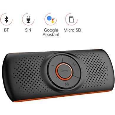 Aigoss Mains Libres pour Voiture Bluetooth 4.2 Kit avec Siri et Google Assistant de Voiture Haut-Parleur sans Fil pour Visière, Conn