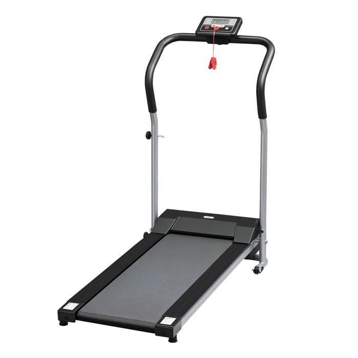 HOMCOM Tapis de Course Fitness électrique Pliable - 1 à 10 Km/h - écran LCD Multifonctions - Puissance 500 W - Gris Clair Noir