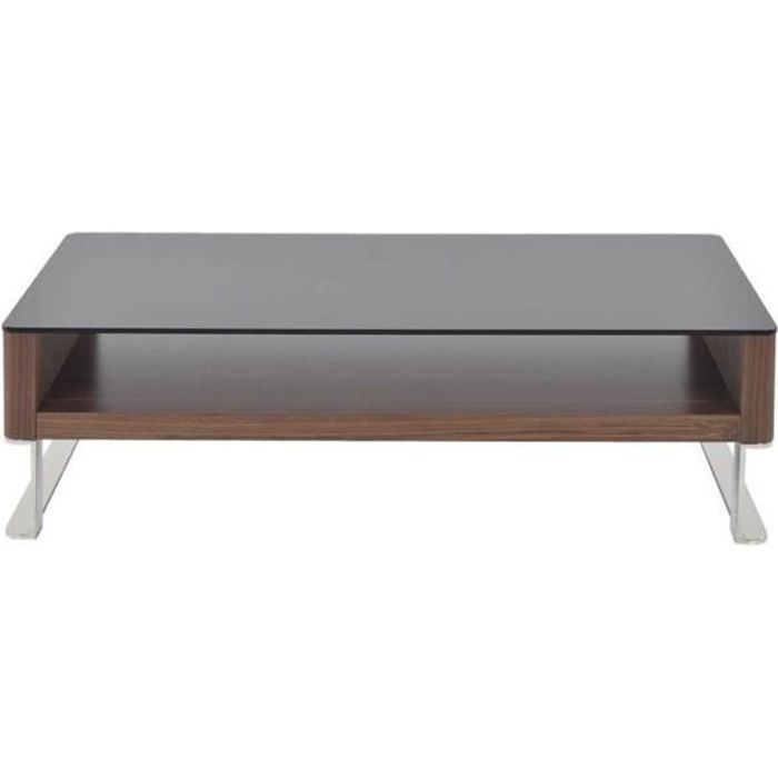 Table basse bois et verre KARY - Noyer/Transparent - Bois foncé 40 Bois Foncé