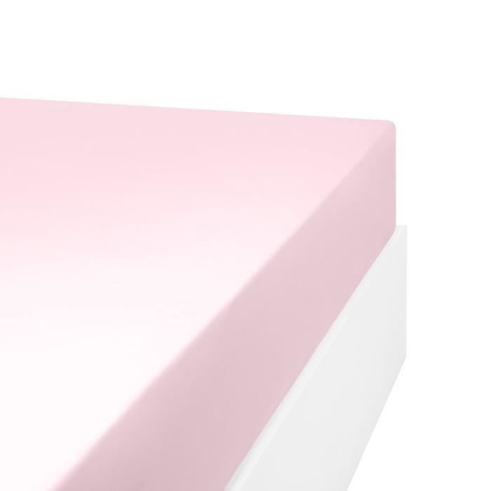 LINANDELLE - Drap housse en mélange 57 fils AISANCE - Rose - 70x190 cm