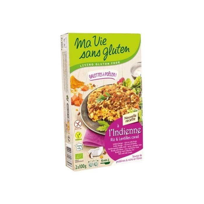 Galettes à poêler à l'Indiène- Riz & Lentilles corail bio & sans gluten - 200 g - MA VIE SANS GLUTEN