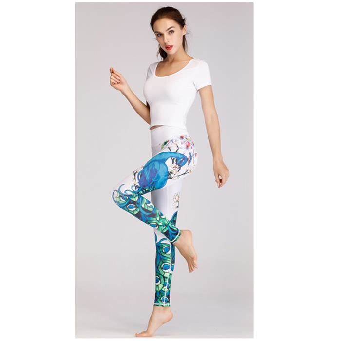 Ensemble de Vêtements de Sport Femme 2 Pieces T-shirt Court+Legging Sécher Rapide