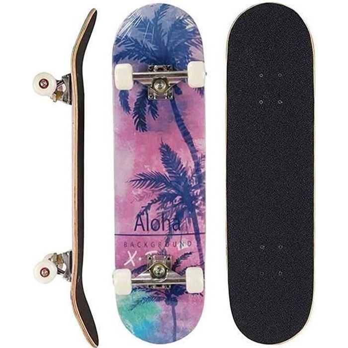 Skateboard Planche à roulettes, avec des roulements à Billes ABEC-7 85A Anti-dérapant Graphiques de Coconut Grove