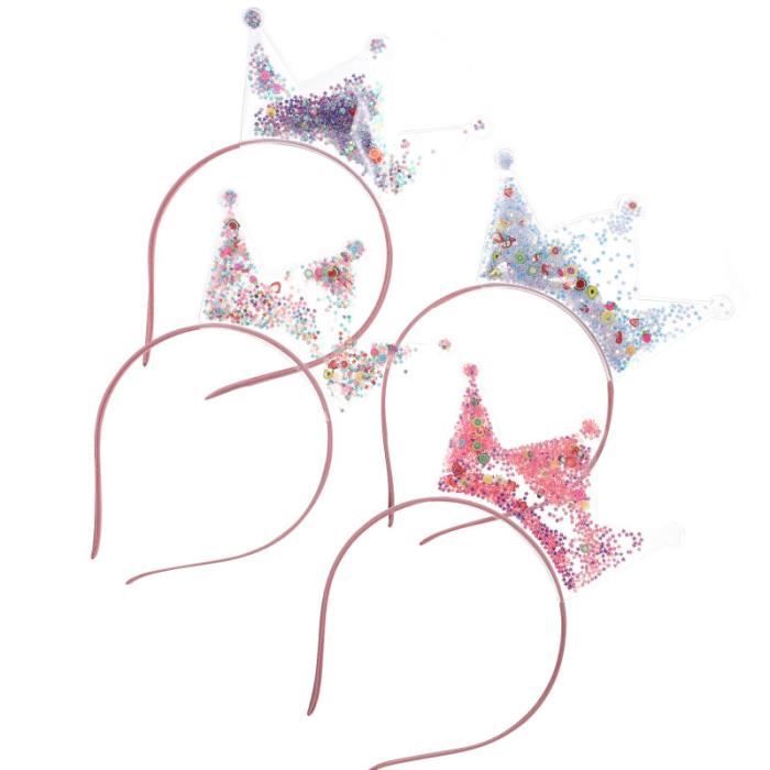 4pcs Crown Bandeaux Heads Accessoires pour Courtiers à paillettes Hair pince - barrette - chouchou - elastique capillaire