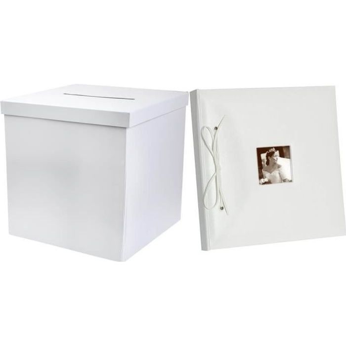 R/2909-2911- 1 Pack mariage avec urne carrée et livre d'or blanc