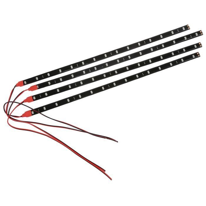 4 x bandes adhesives15 LED 30CM 12V bande flexible impermeable A l'eau rouge rouge