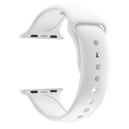 Bracelet de remplacement en silicone Blanc compatible avec Apple Watch 42mm 44mm 45mm Taille M-L [Toproduits®]