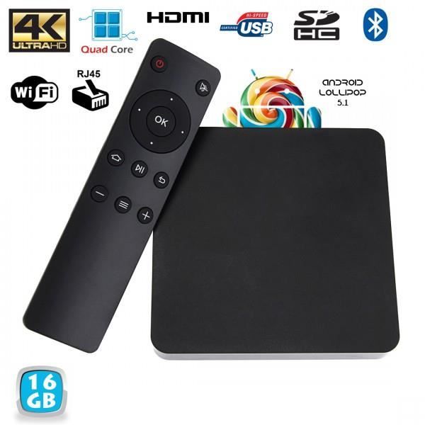 Mini PC Android TV Box 4K passerelle multimédia RAM 2Go CPU 2Ghz 16 GoS