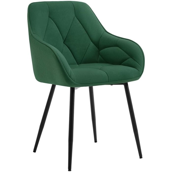 WOLTU Chaise de Salle à Manger Ergonomique Chaise de Cuisine en Velours avec Dossier Pieds en Métal Vert foncé W0ATT0392-1