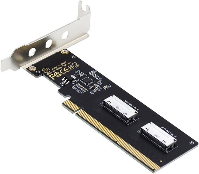 Adattatore PCIe 16x A Dual Oculink SFF-8612 8x | Per SSD E Schede Madri Con Biforcazione PCIe